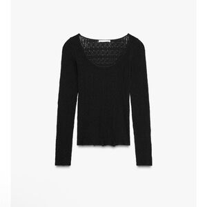 Zara Black Lace Seamless Long Sleeve Top (M-L)